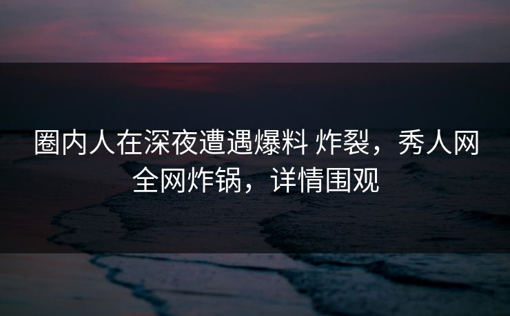 圈内人在深夜遭遇爆料 炸裂，秀人网全网炸锅，详情围观
