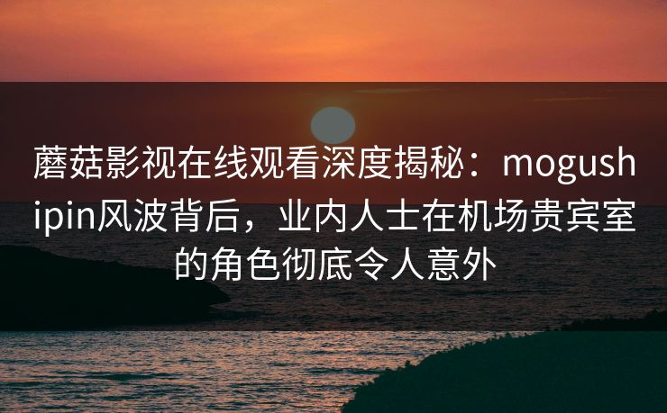 蘑菇影视在线观看深度揭秘：mogushipin风波背后，业内人士在机场贵宾室的角色彻底令人意外