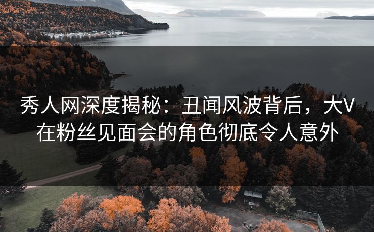 秀人网深度揭秘：丑闻风波背后，大V在粉丝见面会的角色彻底令人意外