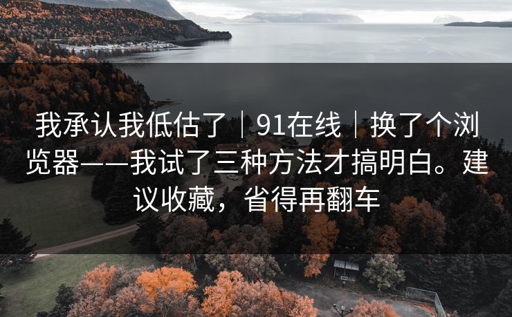 我承认我低估了｜91在线｜换了个浏览器——我试了三种方法才搞明白。建议收藏，省得再翻车