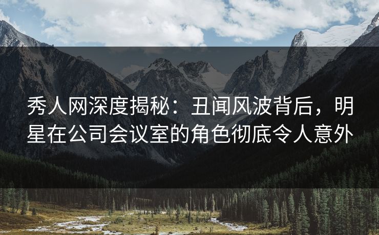 秀人网深度揭秘：丑闻风波背后，明星在公司会议室的角色彻底令人意外