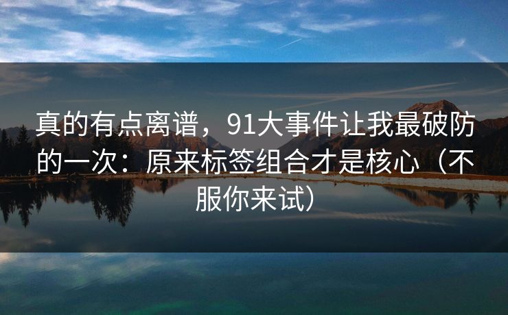 真的有点离谱，91大事件让我最破防的一次：原来标签组合才是核心（不服你来试）