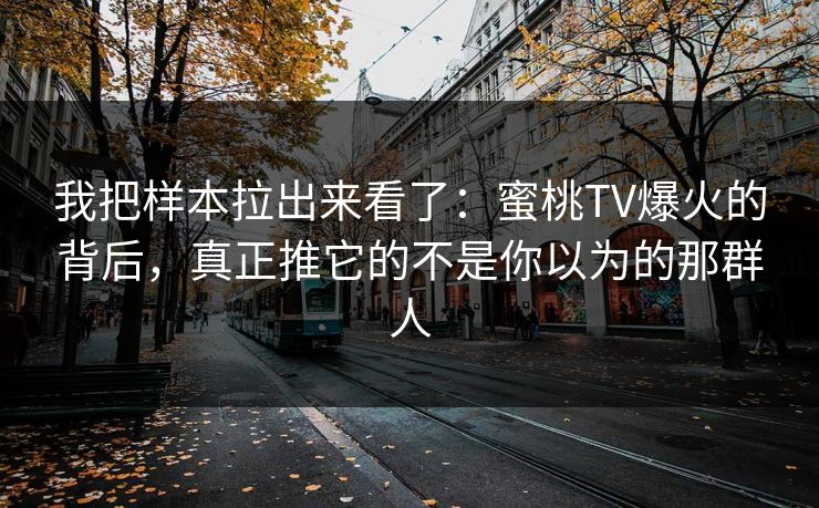 我把样本拉出来看了：蜜桃TV爆火的背后，真正推它的不是你以为的那群人