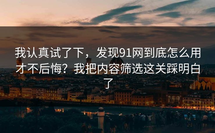 我认真试了下，发现91网到底怎么用才不后悔？我把内容筛选这关踩明白了
